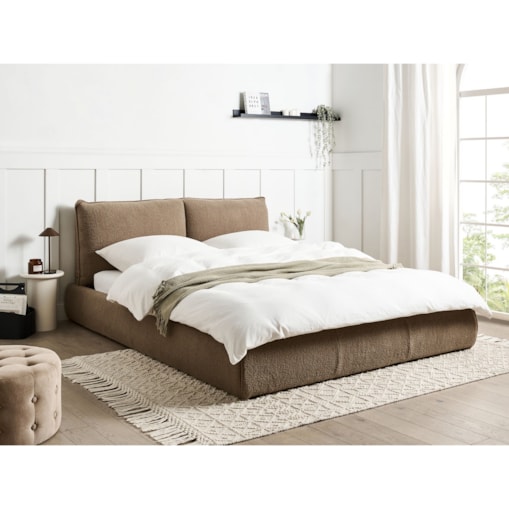 Łóżko Boucle VINAY 160 x 200 cm Beżowoszary