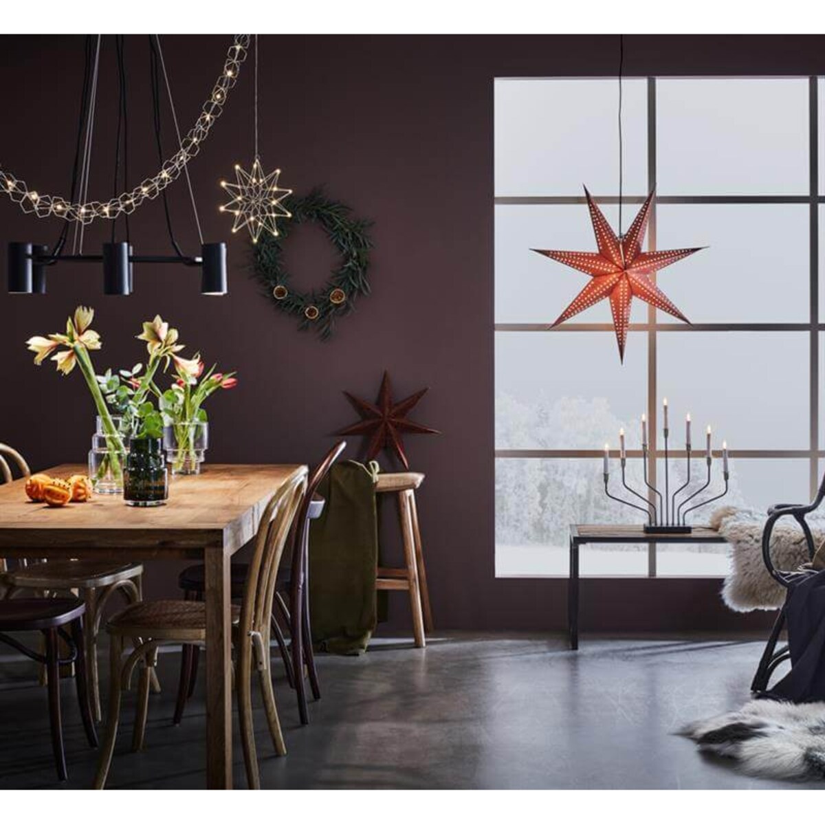 Stołowy świecznik 7-płomienny Brosa świąteczny czarny mosiądz