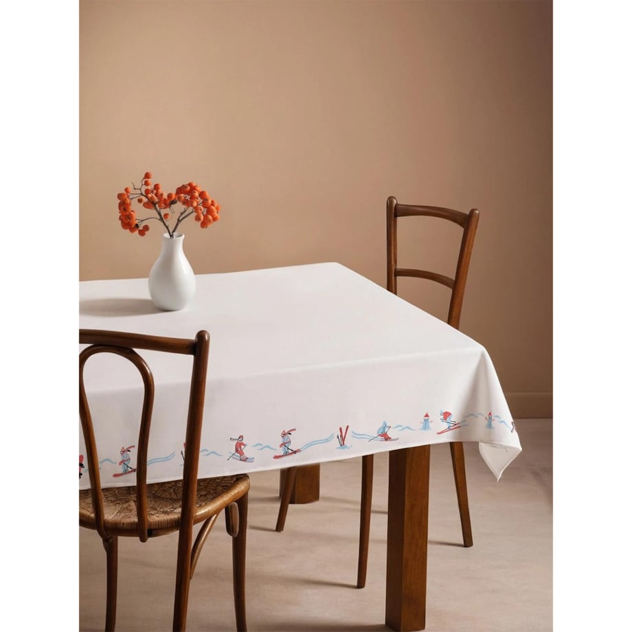 Obrus świąteczny - Narciarze 140x140 cm