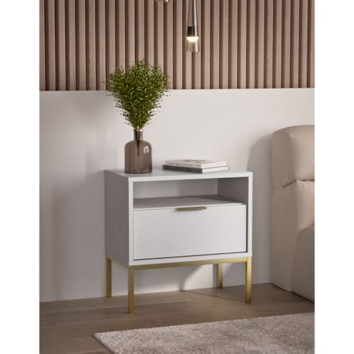 Szafka nocna Austin biała & złota