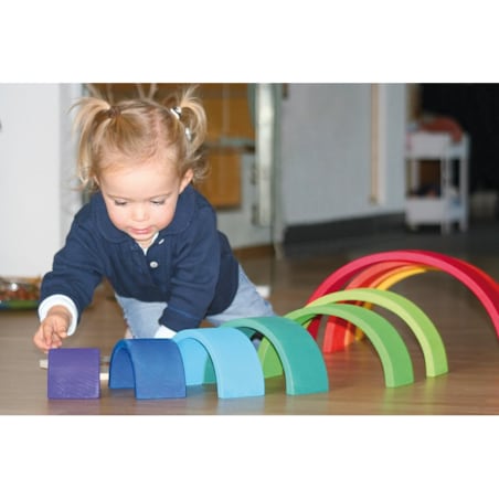 Tęcza Grimm's 12-elementowa - drewniane klocki kolorowe 3+