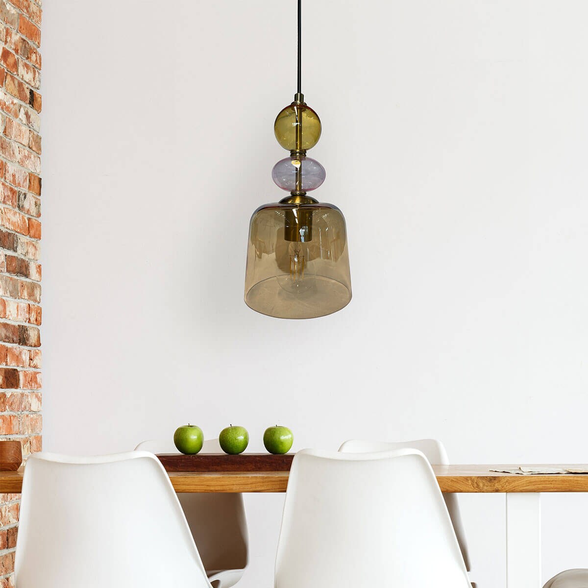 Szklana lampa wisząca Tropea LP-2004/1P S AM Light Prestige retro bursztynowa