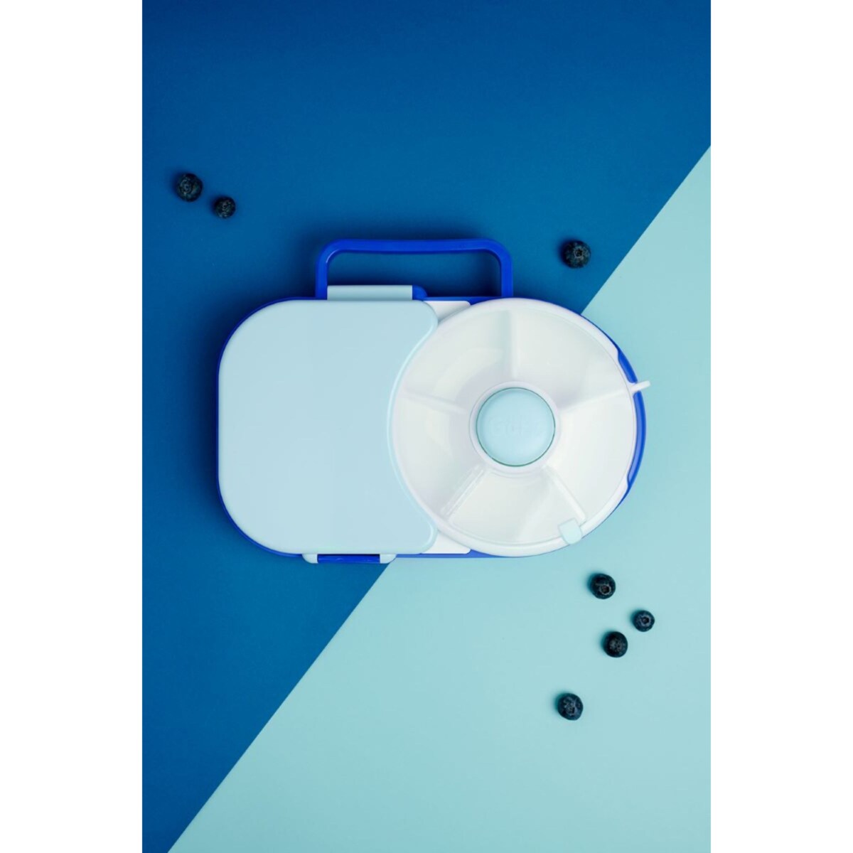 GOBE 2IN1 LUNCHBOX & SNACK SPINNER śniadaniówka dla dzieci, Blueberry blue