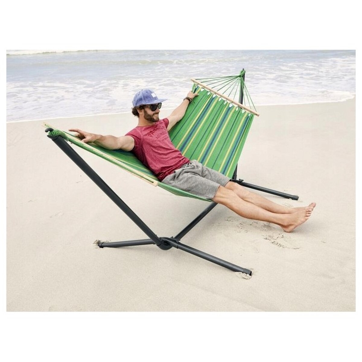 Hamak Ogrodowy Ze Stelażem 260X150 Z Pokrowcem Do 200 Kg Duży Mocny Pałąk