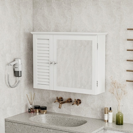 Szafka łazienkowa z lustrem 65x49x15 cm biała