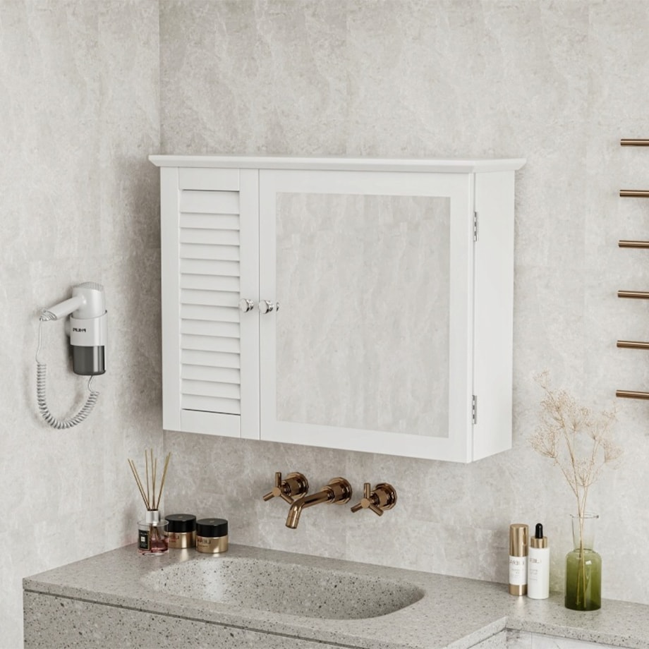 Szafka łazienkowa z lustrem 65x49x15 cm biała