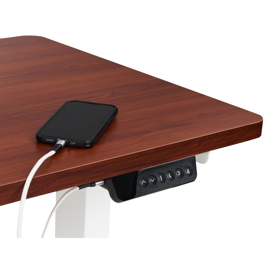 Biurko narożne lewe regulowane elektrycznie 160 x 59 cm ciemnobrązowe z białym DESTINES