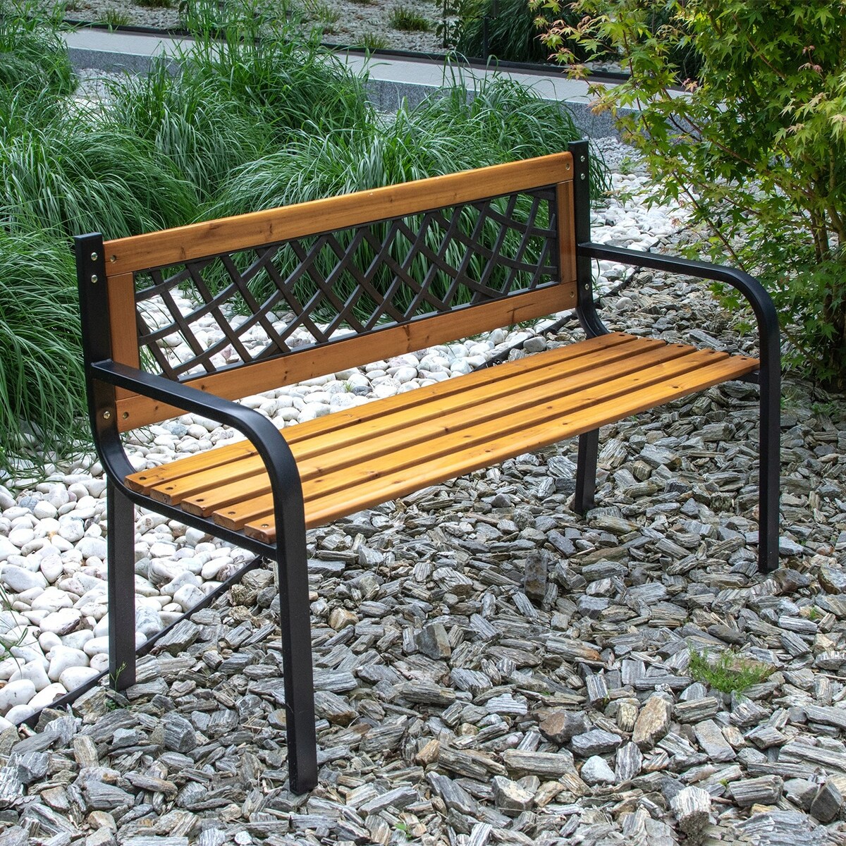 Ławka Ogrodowa Parkowa Drewniana Metalowa Ławeczka