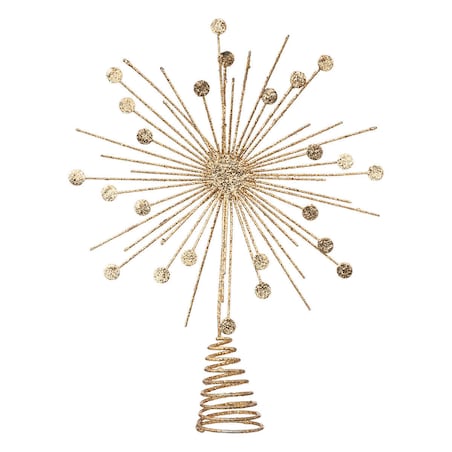 Złota gwiazda na czubek choinki, 30 cm
