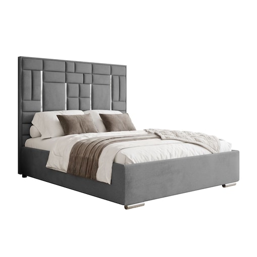 Łóżko tapicerowane BRIGITTE SILVER, pojemnik na pościel, s34, 140x200, Element 23