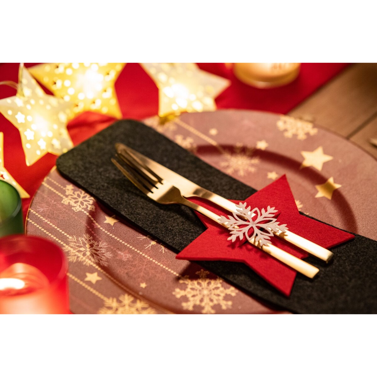 Pokrowiec na sztućce Świateczny 4 szt Gwiazda Czerwona 311378A