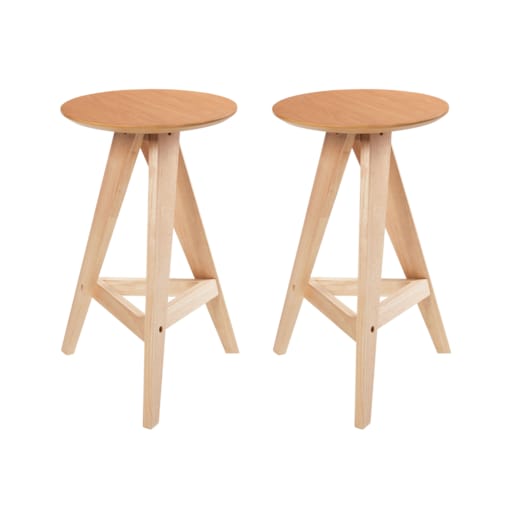Zestaw 2 drewnianych stołków jasnobrązowy AROMA