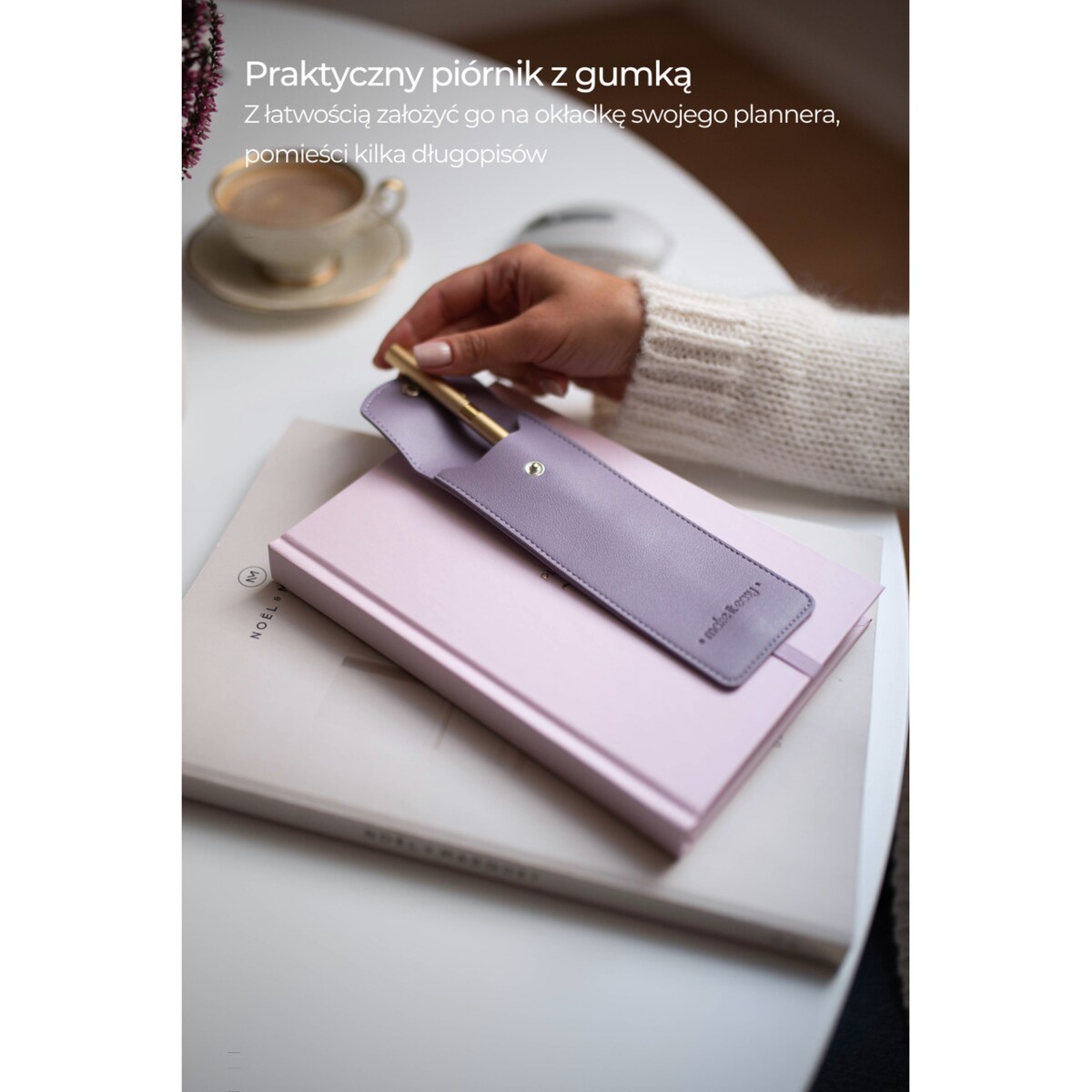 Piórnik na planner z gumką – Lavender Mist