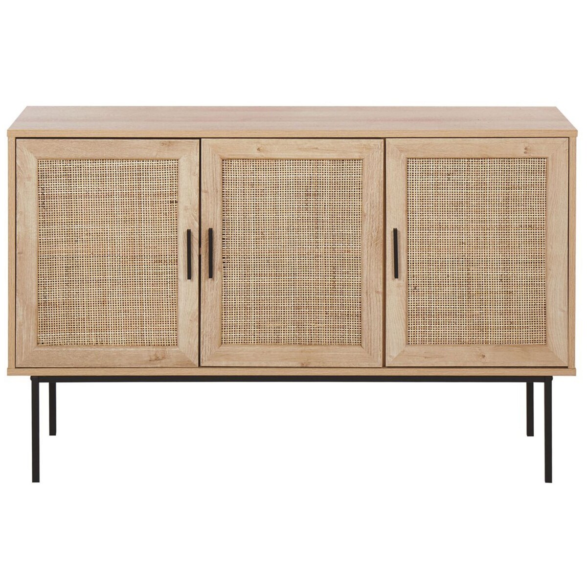 Szafka trzydrzwiowa fronty rattanowe jasne drewno PASCO