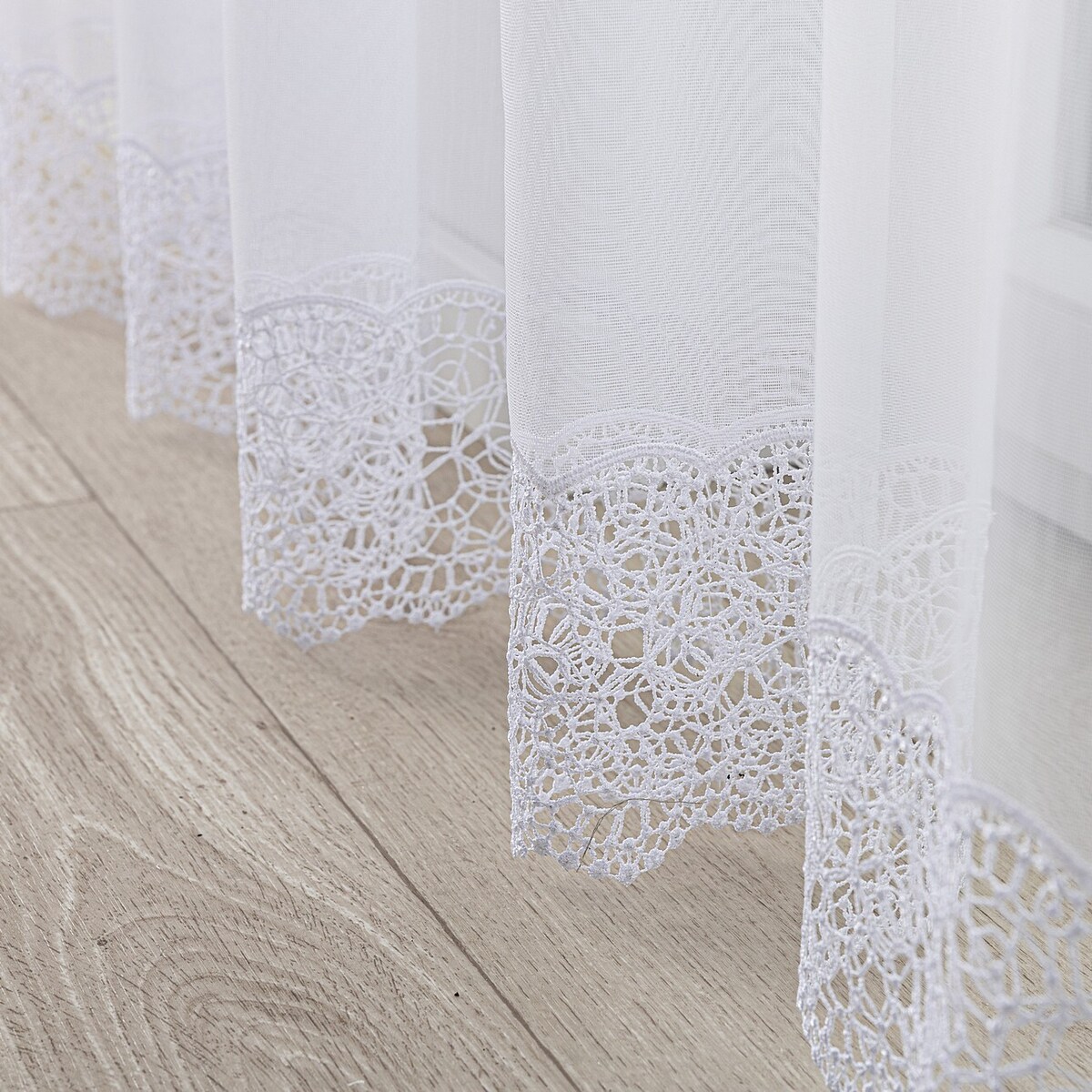 Firana na haczykach flex podwójnych 300x245 biały ze wzorem