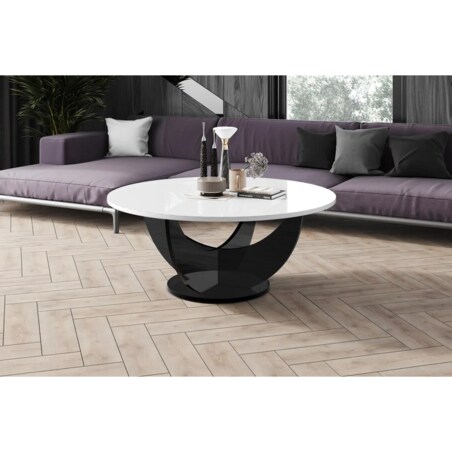 Ława CAPRI 100x100 biały połysk/czarny połysk