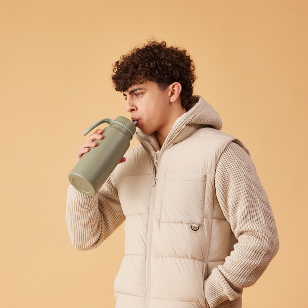 Butelka termiczna ze składanym ustnikiem – termos dla dzieci i dorosłych 1l Olive b.box