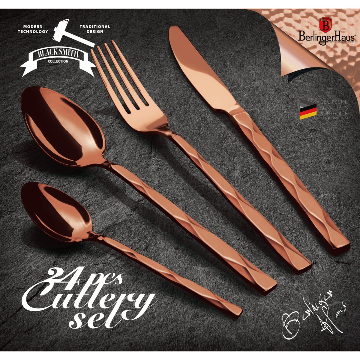 Komplet sztućców 24-elementy różowe złoto Metallic Line Rose Gold BerlingerHaus BH-2621