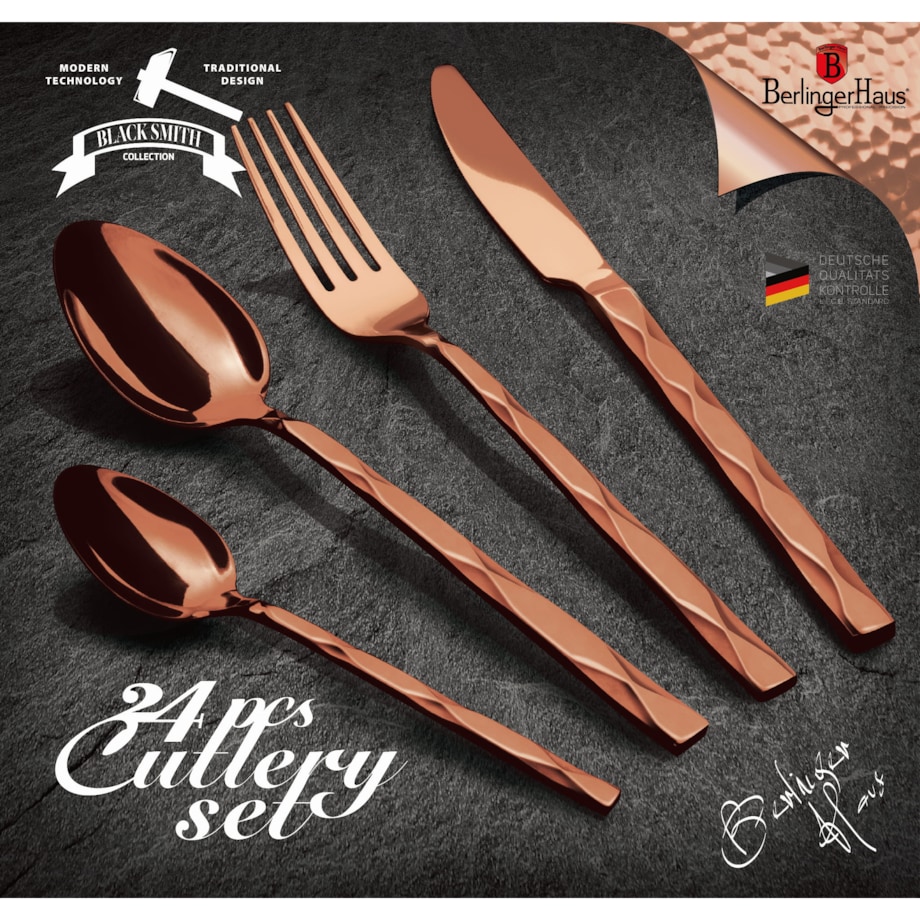 Komplet sztućców 24-elementy różowe złoto Metallic Line Rose Gold BerlingerHaus BH-2621