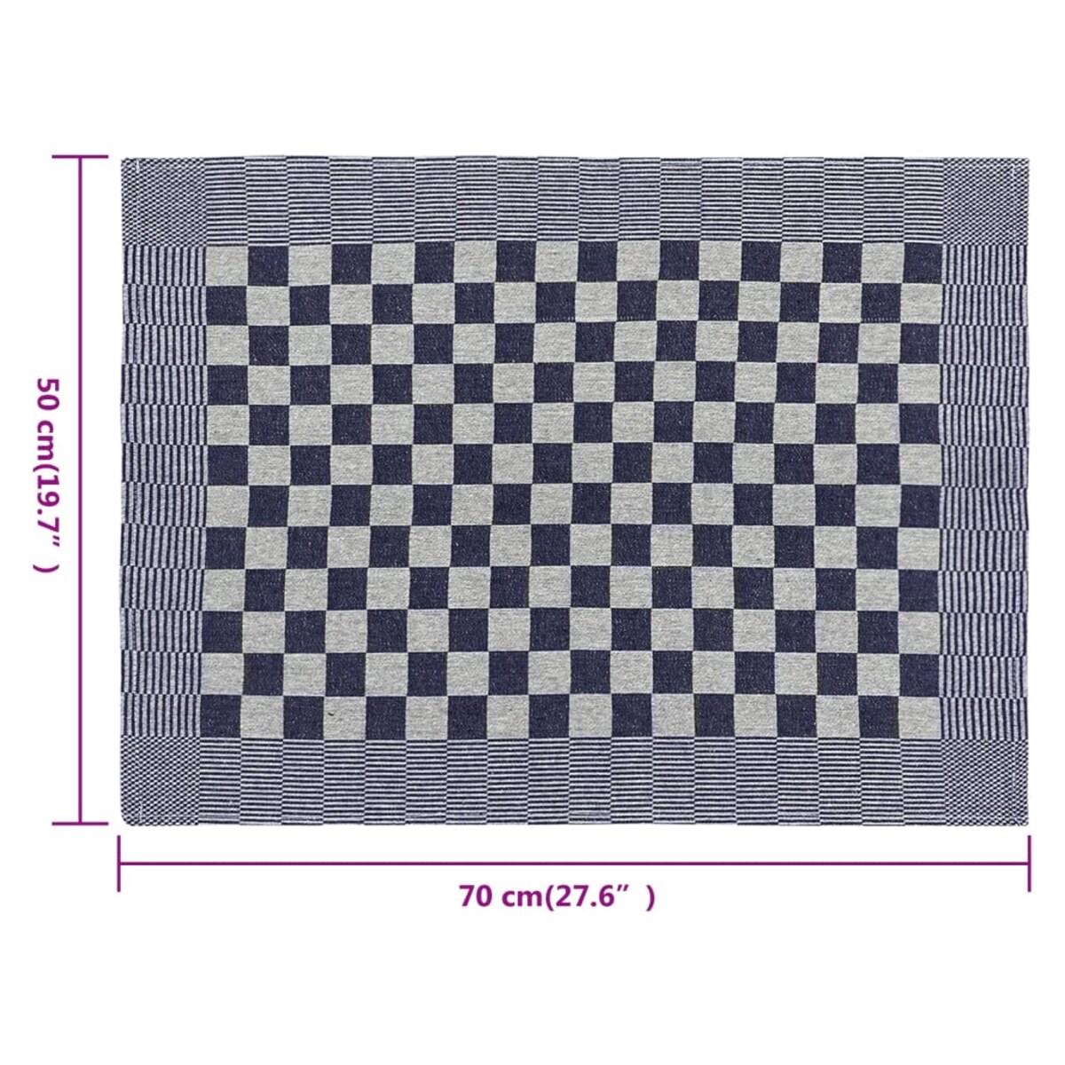 vidaXL Ręczniki kuchenne, 10 szt., niebiesko-białe, 50x70 cm, bawełna