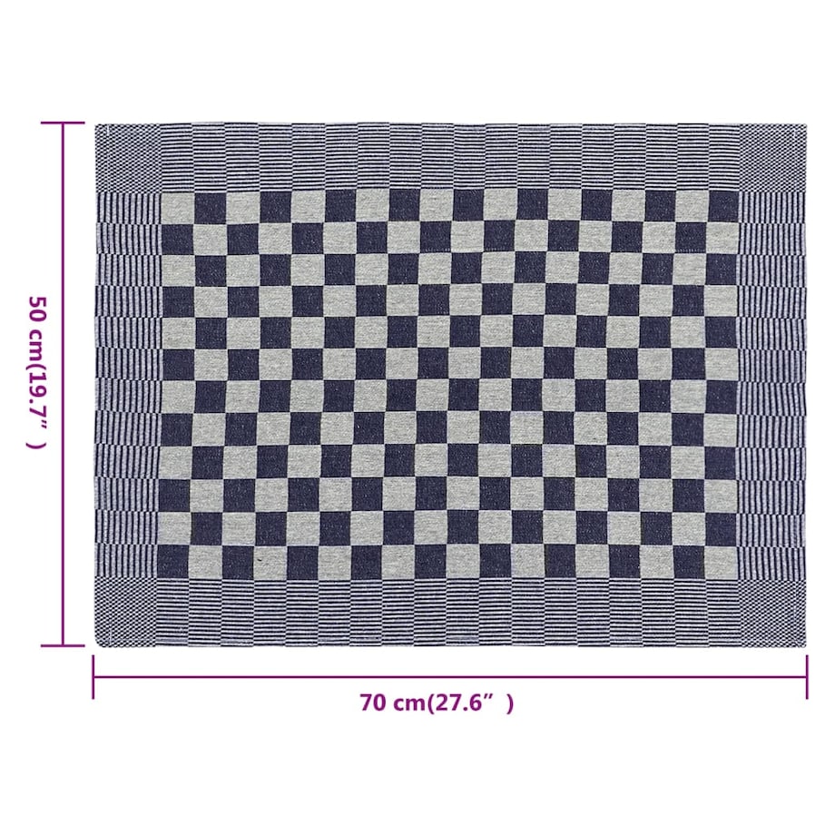 vidaXL Ręczniki kuchenne, 10 szt., niebiesko-białe, 50x70 cm, bawełna