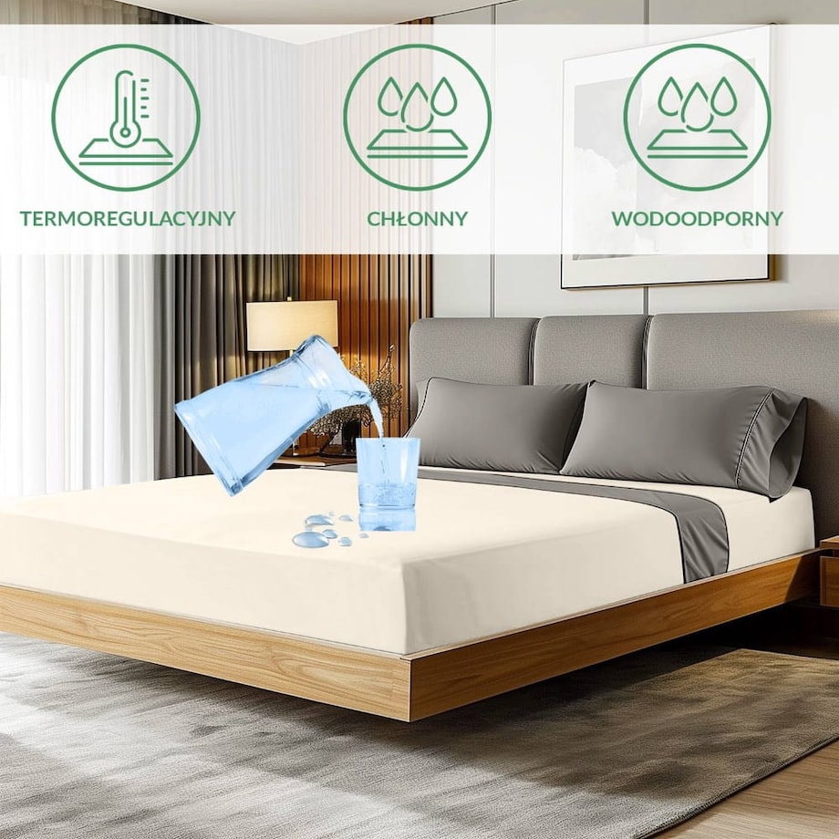 Prześcieradło ochronne wodoodporne z gumką 2w1, rozmiar 70x140 SMARTCEL kolor krem