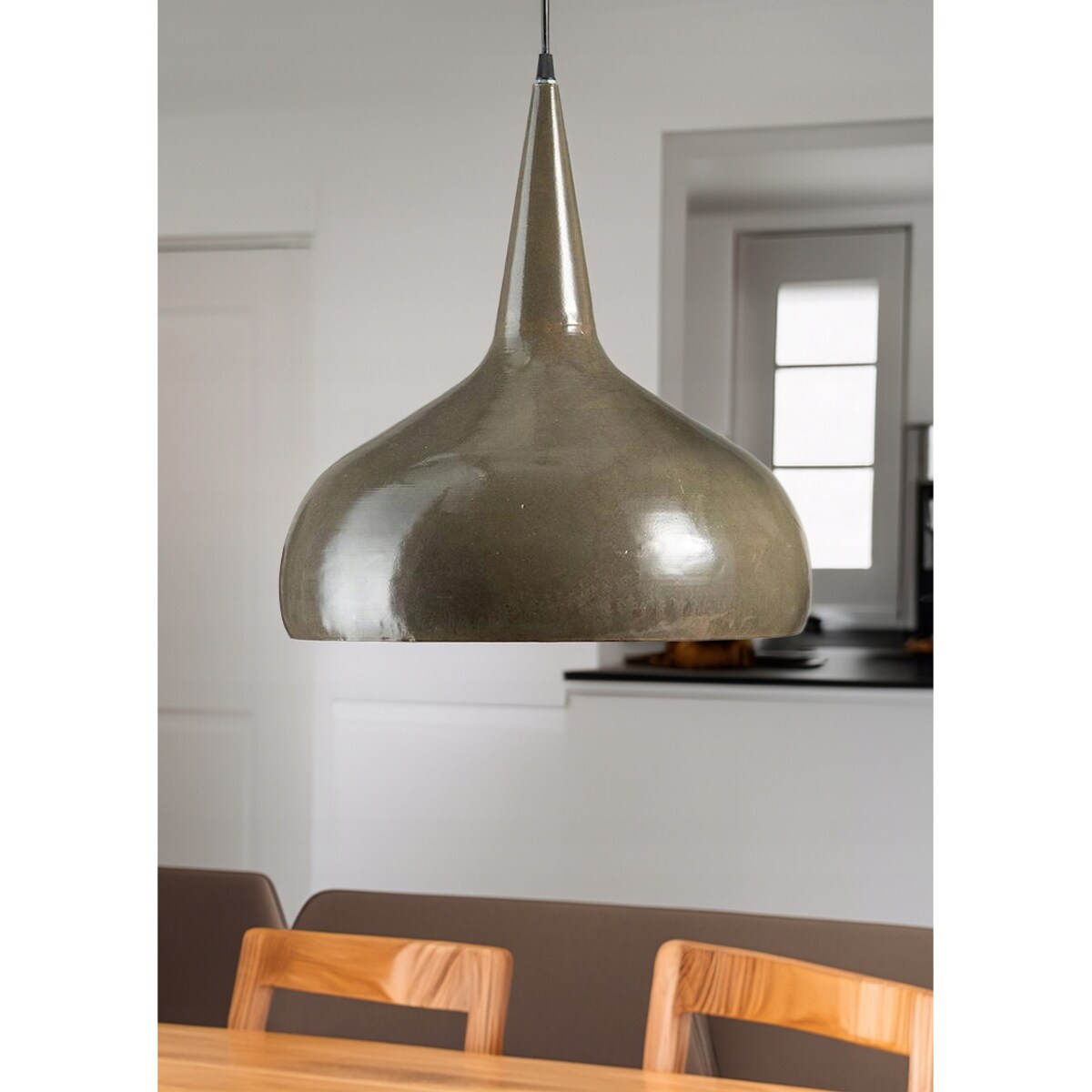 LAMPA SUFITOWA WISZĄCA NAD STÓŁ LOFT METALOWA BRĄZOWA E27 42cm DO SALONU