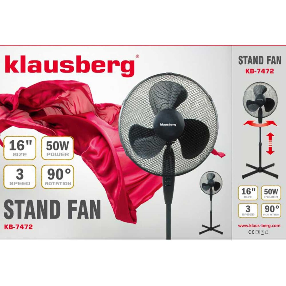 Wentylator stojący podłogowy wiatrak czarny 40cm 50W KLAUSBERG