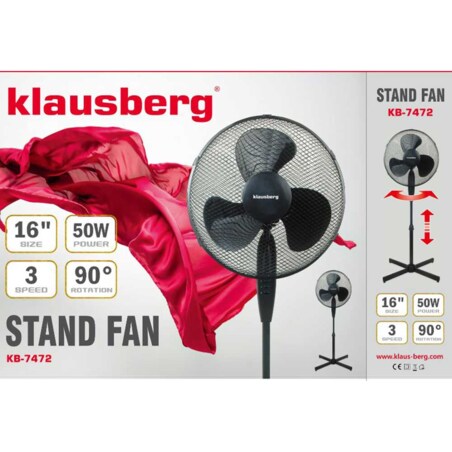 Wentylator stojący podłogowy wiatrak czarny 40cm 50W KLAUSBERG
