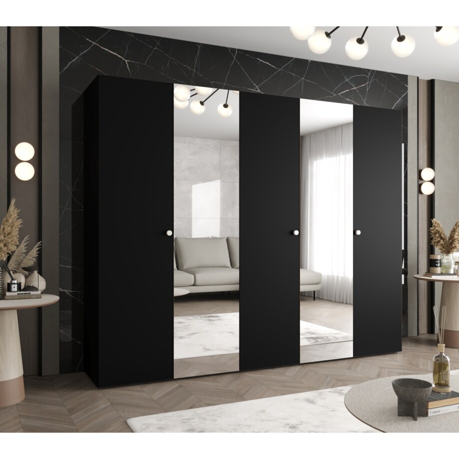 Szafa uchylna otwierana PARMA 2 250 wys. 202 cm Czarny + u. Srebrny