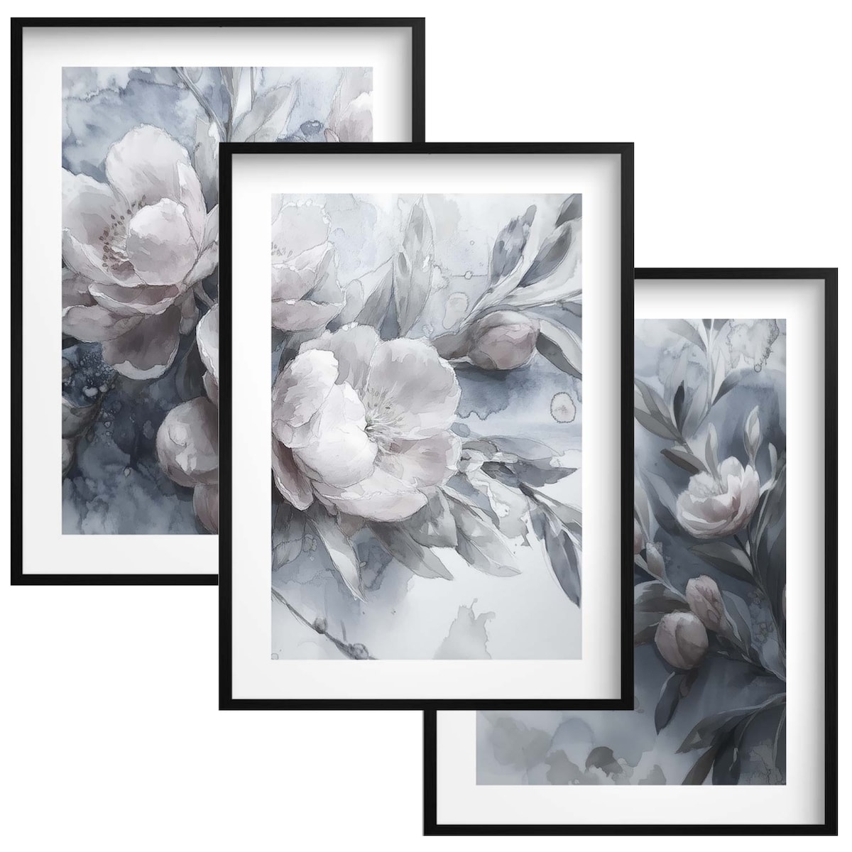 Pastelowe Obrazy Plakaty na ścianę ścienne w czarnej ramie Kwiaty do salonu