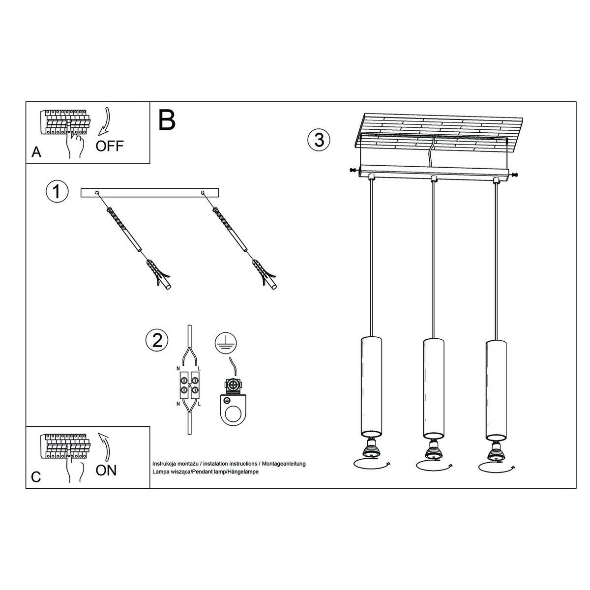 Lampa wisząca LAGOS 3L taupe