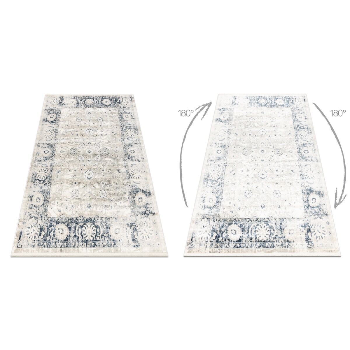 Dywan DISTIN 0843A biały / granatowy / 140x190 cm