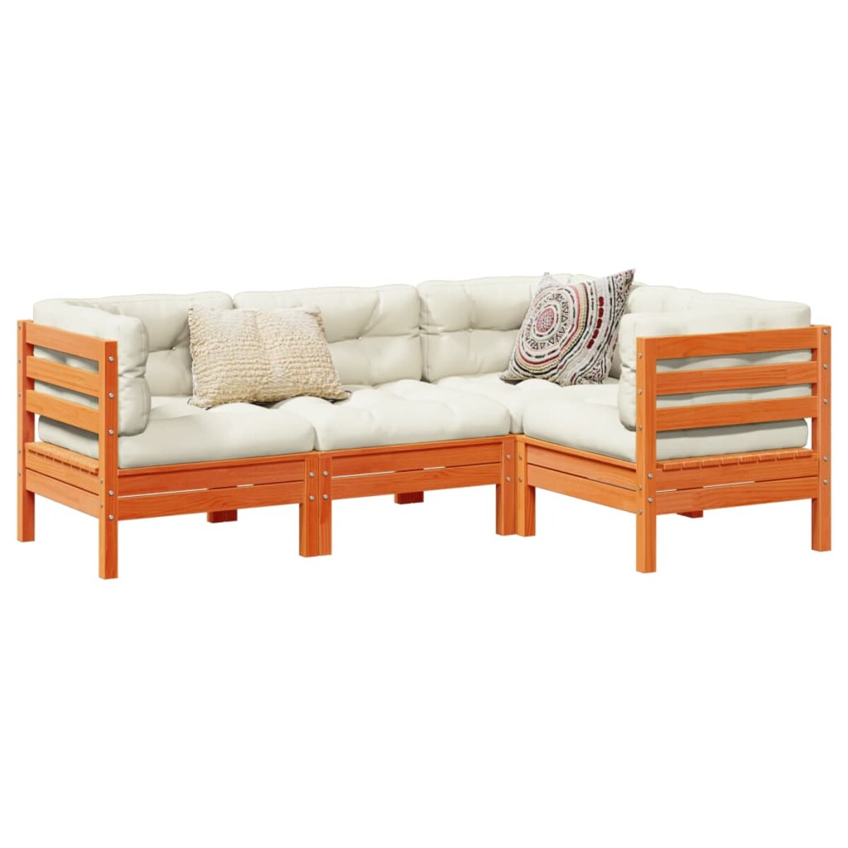 vidaXL 4-cz. zestaw wypoczynkowy do ogrodu, z poduszkami, woskowy brąz