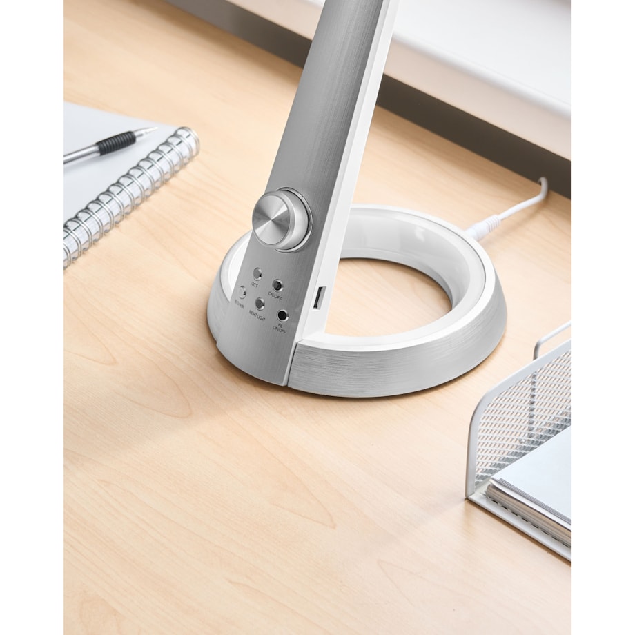 Lampa biurkowa LED CANOPUS Z portem USB Srebrny