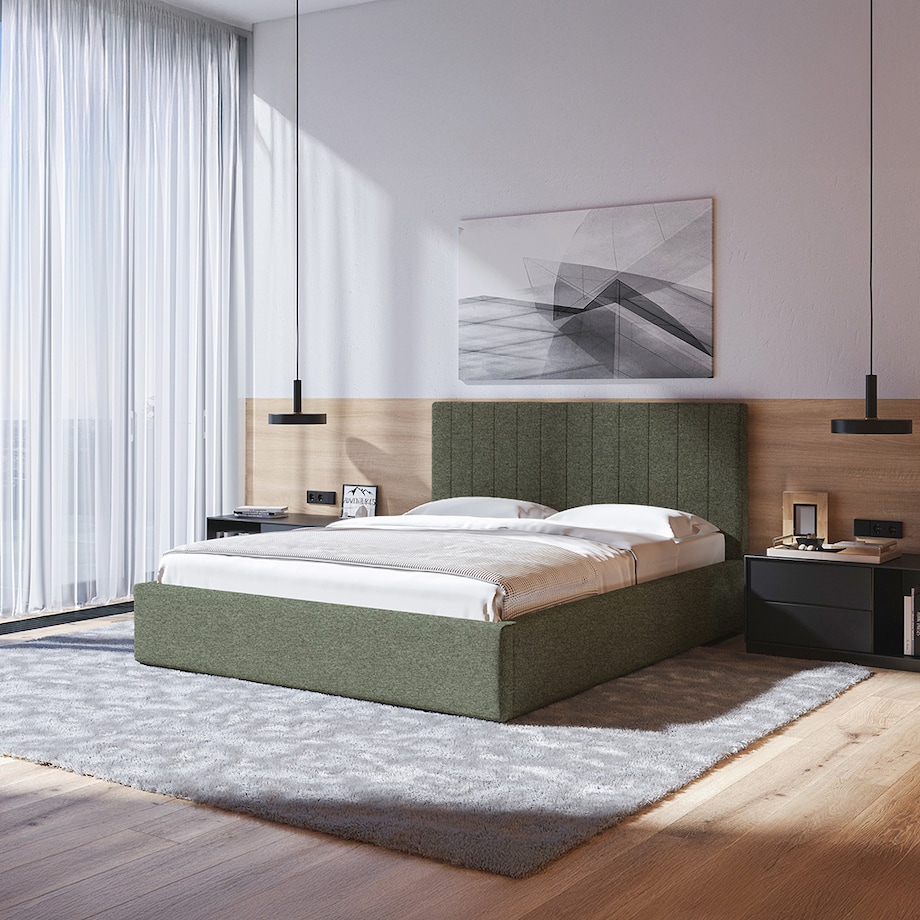 Mesonica Łóżko Bufo, pasy zielone 180x200