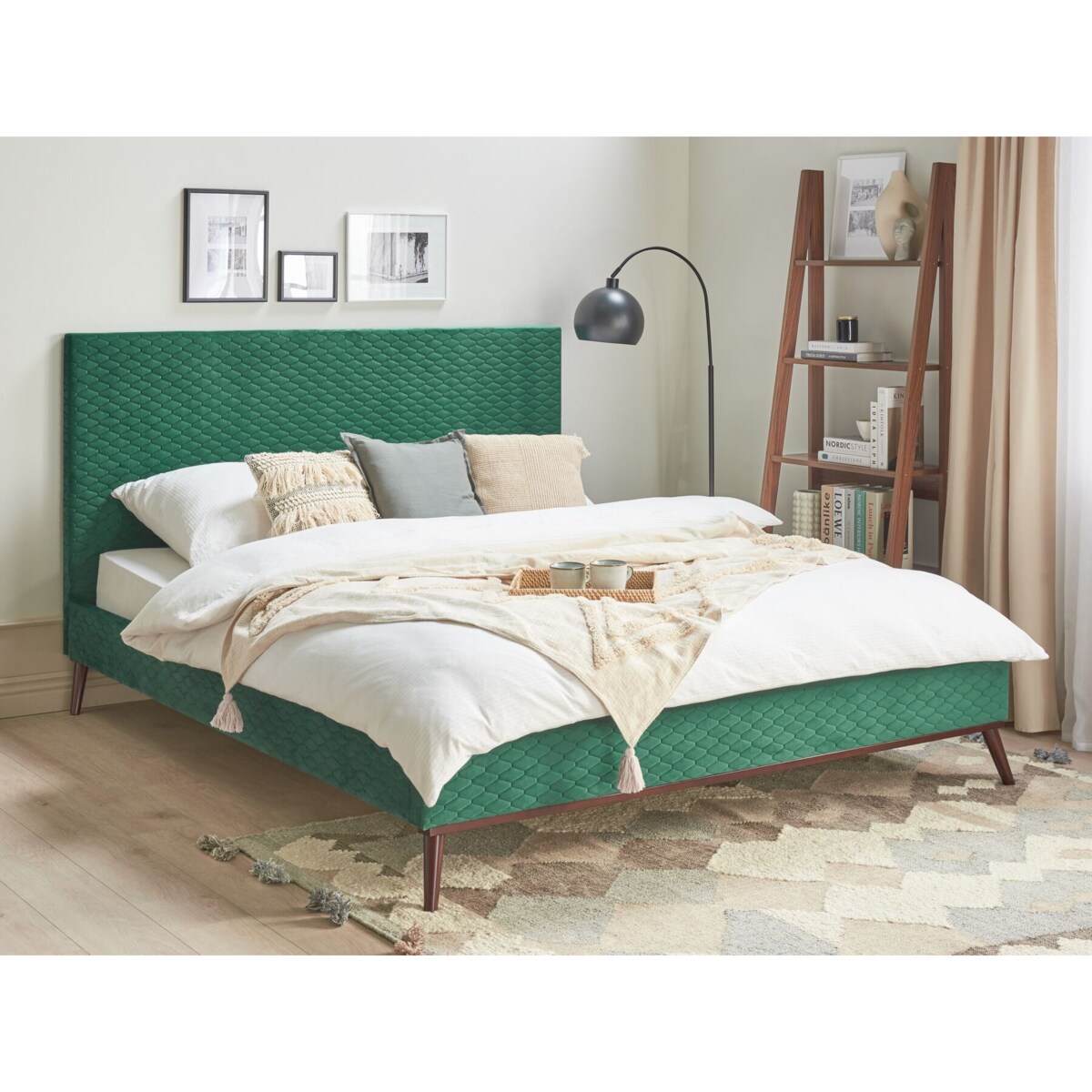 Łóżko welurowe 180 x 200 cm zielone BAYONNE