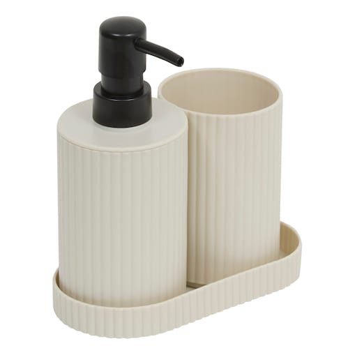 Komplet łazienkowy 300 ml z podstawką 17x16x8 cm FLIK beżowy