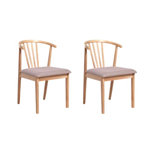 Zestaw 2 krzeseł do jadalni CRAIG Drewno Jasny brąz/ beżowoszary