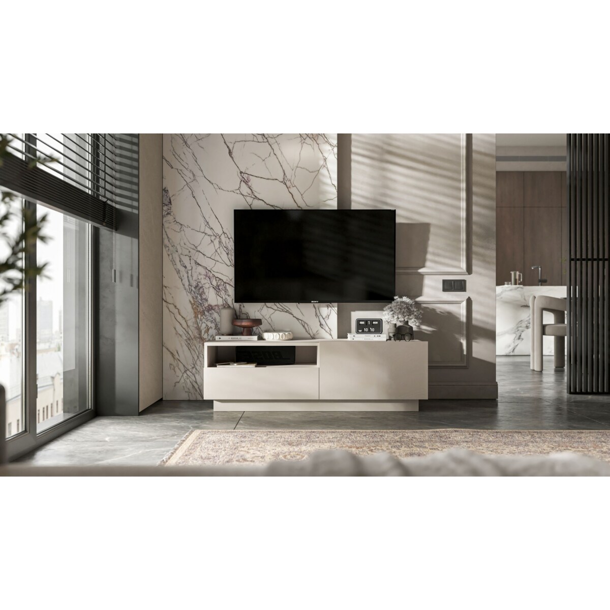 Szafka RTV Komoda Loft Kaszmir Mat stojąca / wisząca szuflada 120 cm