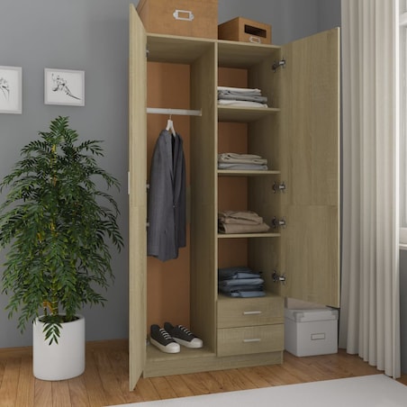 vidaXL Szafa, kolor dąb sonoma, 80x52x180 cm, materiał drewnopochodny