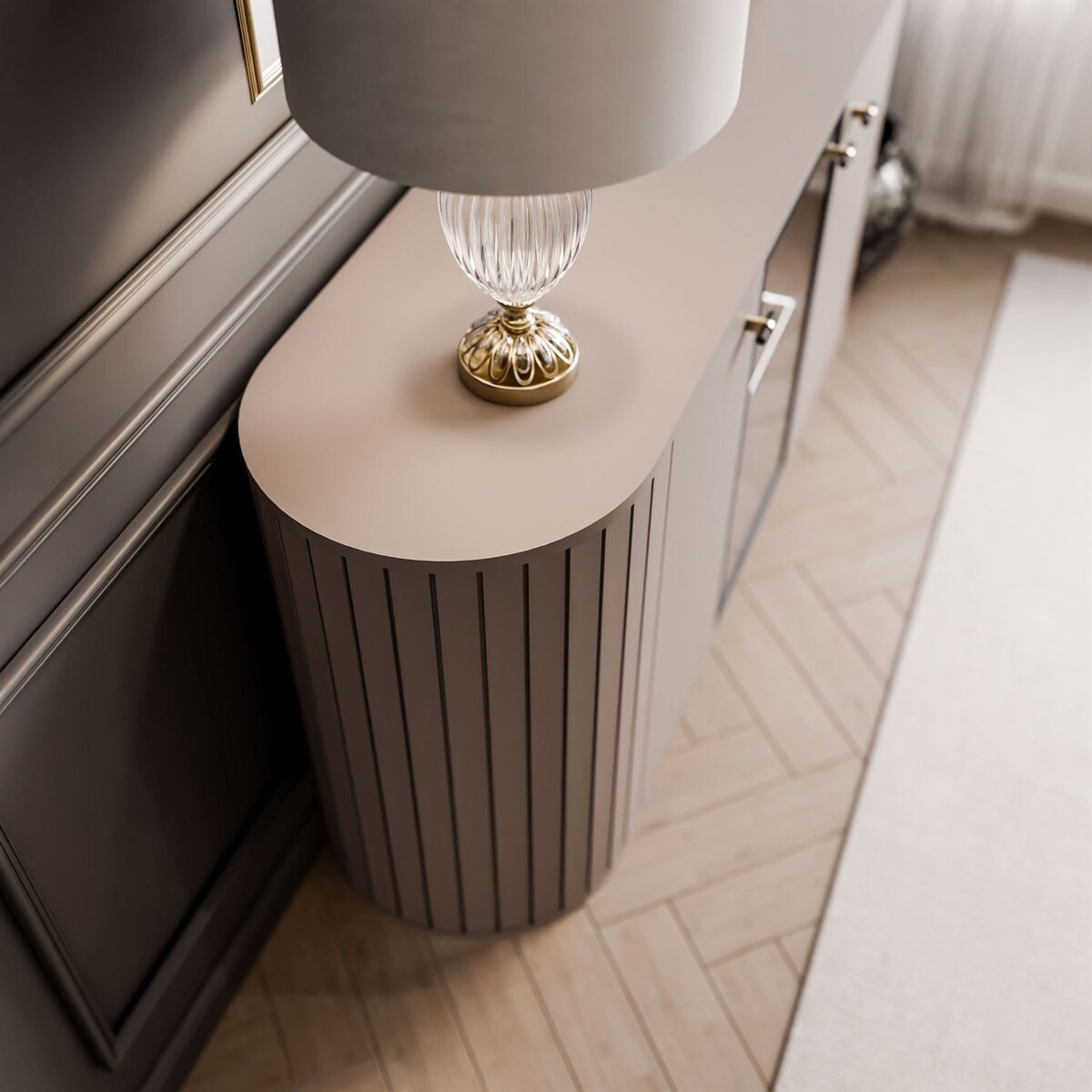 Komoda ELODIE 3D z oświetleniem LED kaszmir