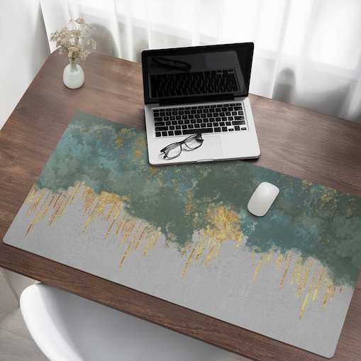 Zielona mata na biurko Abstrakcyjne smugi, 120x60 cm