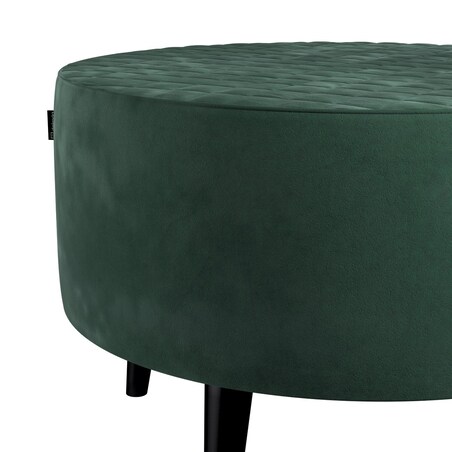 Podnóżek okrągły pikowany, ciemny zielony, Ø60 x 40 cm, Velvet