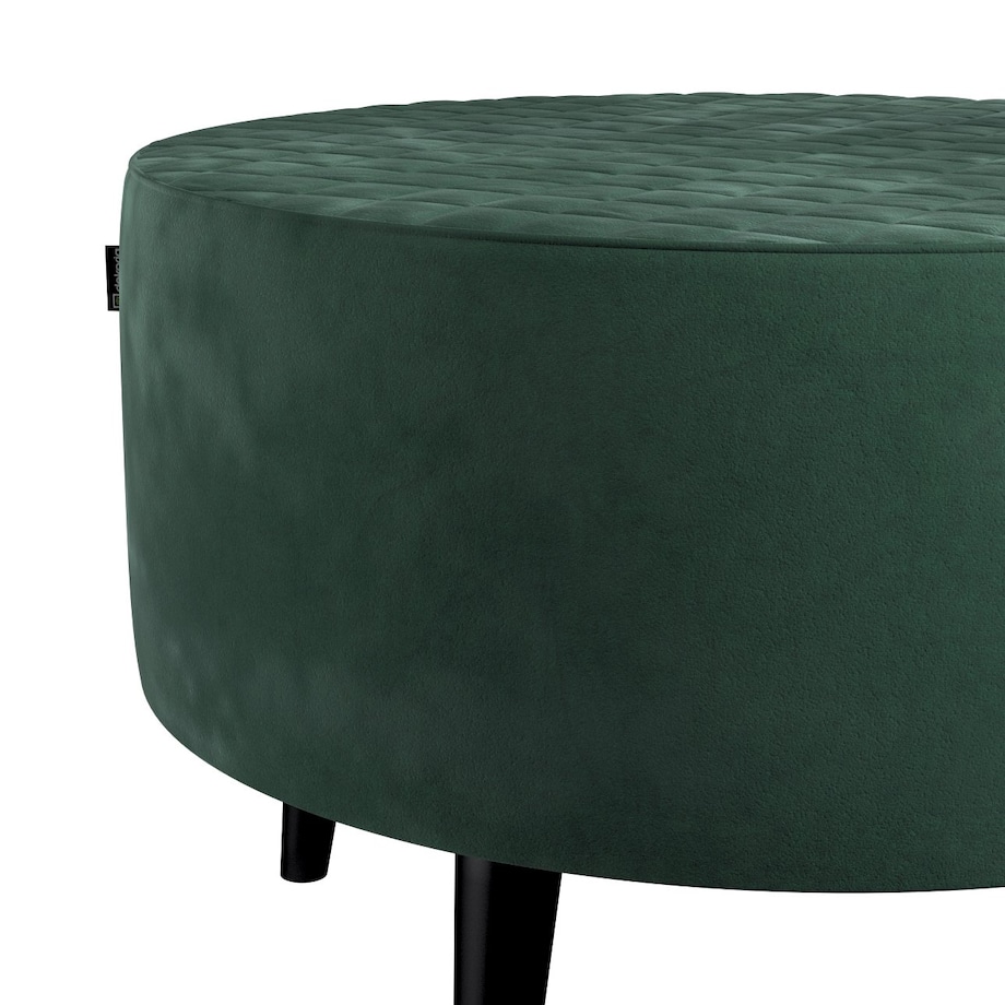 Podnóżek okrągły pikowany, ciemny zielony, Ø60 x 40 cm, Velvet