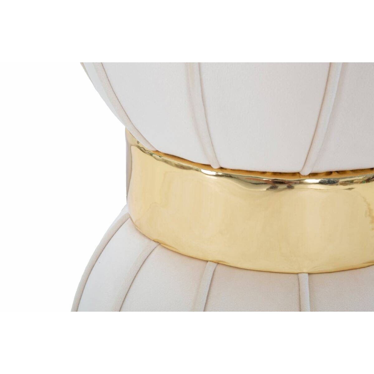 Stołek welurowy ze złotym detalem, Ø 40 cm