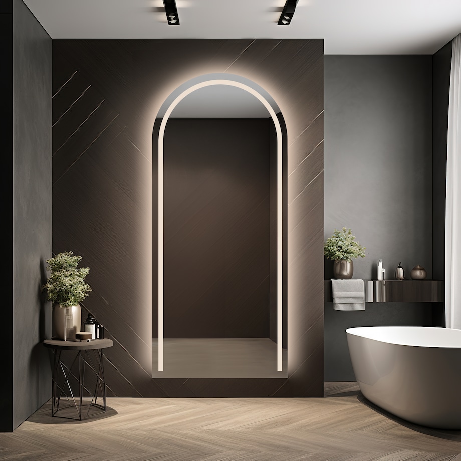 Lustro łazienkowe półowalne z podświetleniem - PLATO LED