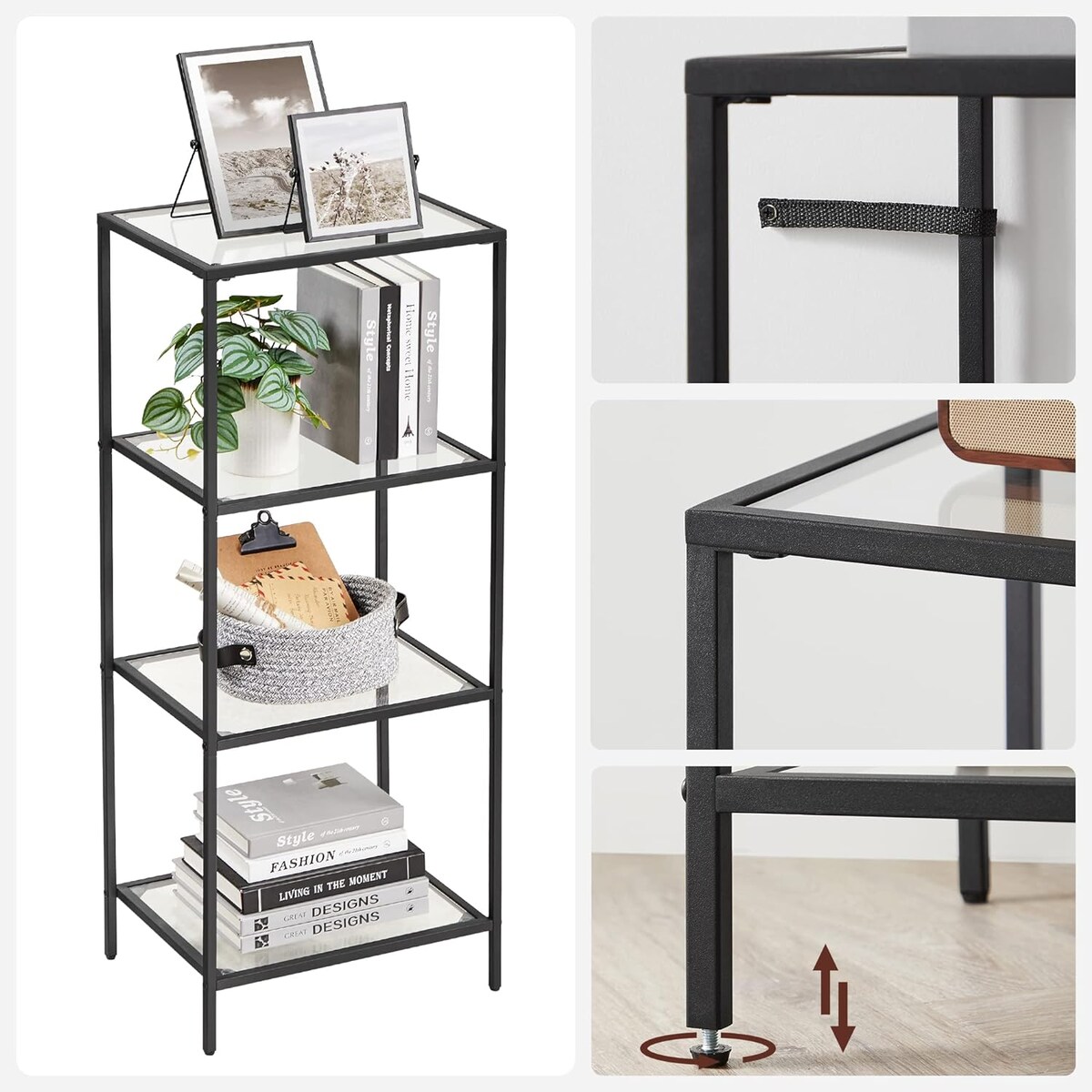 Regał 40X30X95 Cm Czarny, Przezroczysty