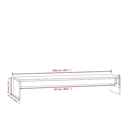 vidaXL Podstawka na monitor, 100x27x15 cm, lite drewno sosnowe