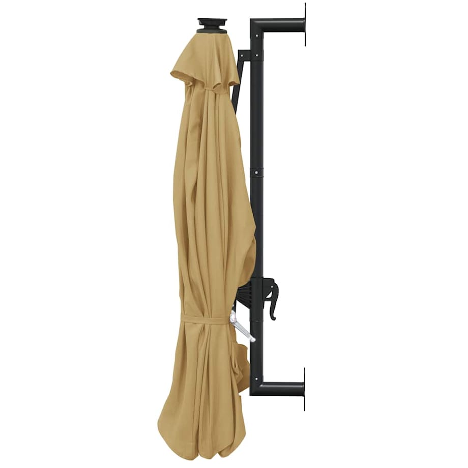 vidaXL Parasol ogrodowy z LED, ścienny, 300 cm, taupe